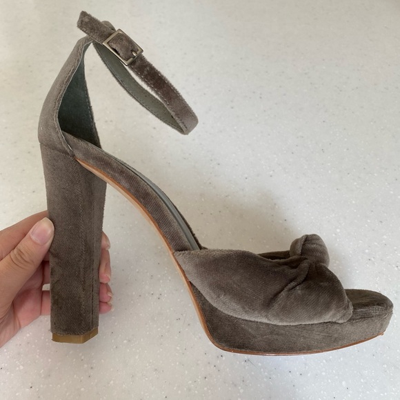 Joie Gray Velvet Twist Strap Heels - Picture 5 of 9